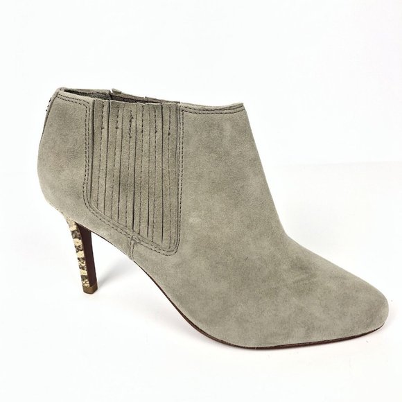 Coach Size 5.5 Dovelyn Gray Suede Snakeskin Heel Ankle Booties Boots - Picture 2 of 7